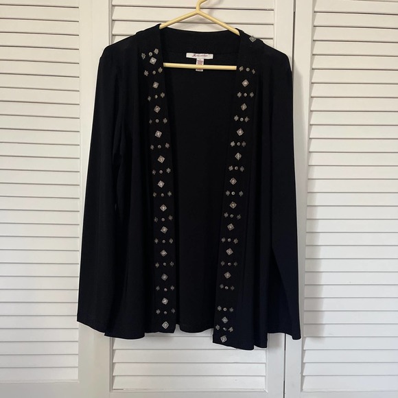 JM Collection Sweaters Jm Collection Embellished Black Cardigan